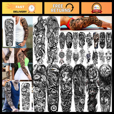 24 Sheets Large Temporary Tattoo Sleeves for Men Women - Floral, Tribal, Eagle