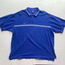 Vintage Nike Red Tag Knit Collard Blue With White Stripes Polo Shirt Men's XXL