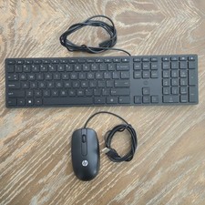 HP Wired USB Keyboard Optical Mouse Combo Set Black Tested Working EUC
