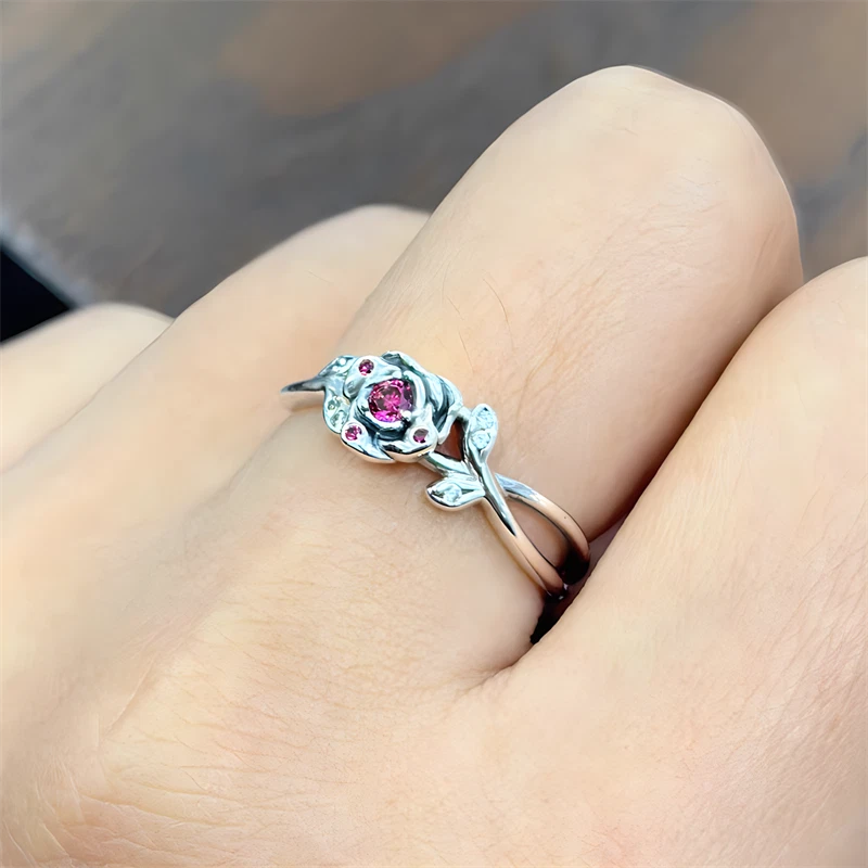Nuevo Anillo Rosa Bella y Bestia Serie Disney Plata de Ley 925 Todos los Tamaños Foto 3 de 4