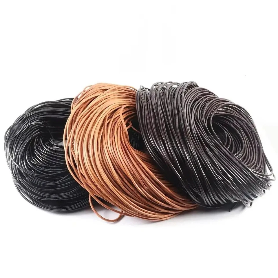 Cordón redondo de cuero genuino para hacer collar/pulsera de joyería hágalo usted mismo Foto 4 de 4