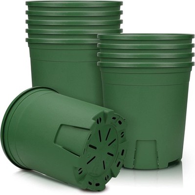 5er-Pack 11cm Atmungsaktive Kunststoff-Pflanzentöpfe, Innen & Außenbereich, Grün