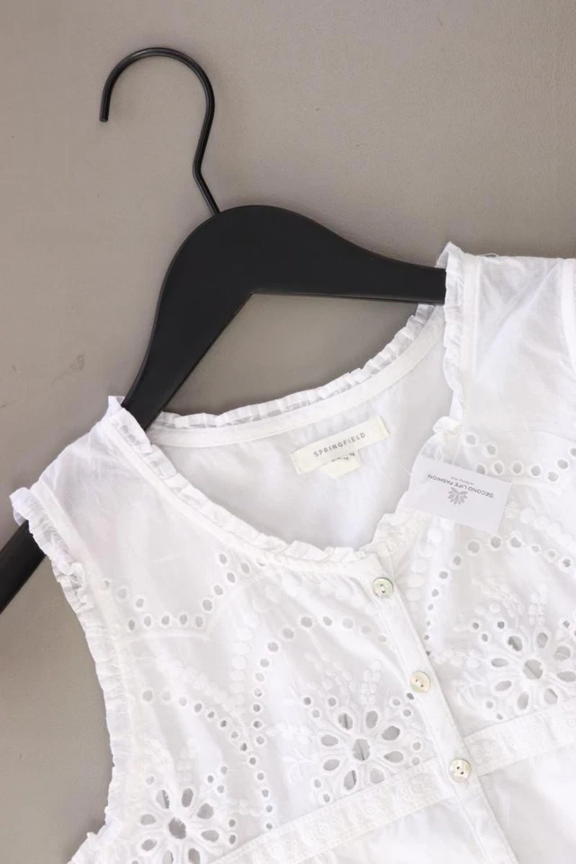 ⭐ Springfield Rüschenbluse Regular Bluse für Damen Gr. 36, S Ärmellos weiß ⭐ - Bild 3 von 4