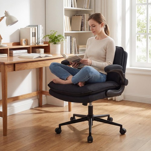 Criss Cross Chair with Flip-up Arms, Ergonomic Cross Legged Office Desk Chair...
