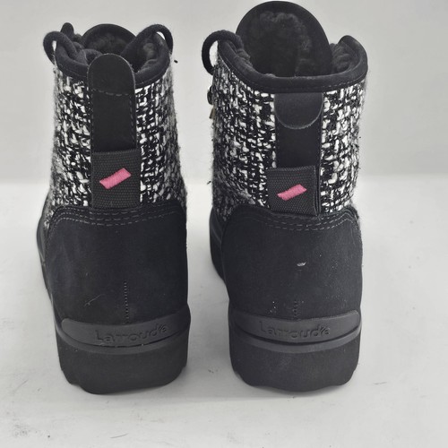 LARROUDE Vail Flat Lace up Boots Size 6.5 Black Suede Tweed NWOB NEW $415 - Picture 3 of 7