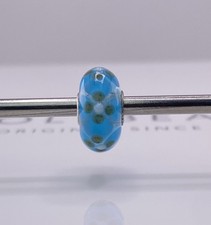 Trollbeads Blue Floral Glass Bead 925 Sterling Silver Core