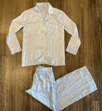 NWOT NORDSTROM 100 Washable Silk Pajama SET Light Blue SMALL