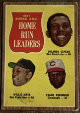 Vintage 1962 Topps #54 1961 NL Home Run Leaders Cepeda/Mays/Robinson Reds Giants