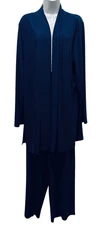 Investments Soft Separates Pants Set Womens 1X Blue Depths Cardigan Wide Leg