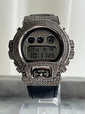 CROWNCROWN G-SHOCK DW-6900MR wristwatch Silver Leather Belt Chrome