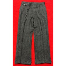 Polo by Ralph Lauren Men's Wool Blend Trousers Gray Pleated Cuffed 34x31