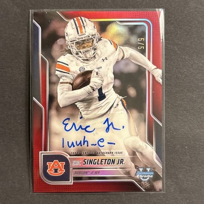 2025 Bowman Chrome U Eric Singleton Jr. True Red Ref. Auto /5 Auburn BCA-ESI