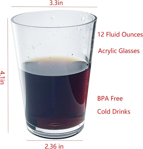 Clear Plastic Drinking Glasses - BPA Free Cups 18 oz - Dishwasher Safe Classi... - Picture 3 of 5