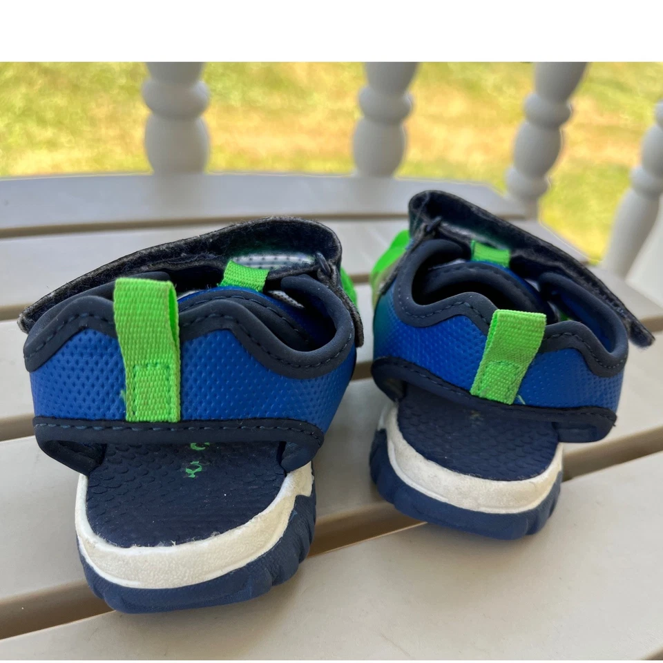 Sandalias Atléticas Carters Bebé Niño Azul Marino Verde Talla 6M Zapatos Agua Foto 2 de 4