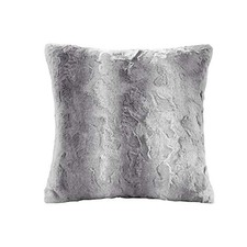 Zuri Faux Fur Faux Fur Modern Accent Throw Pillow , Luxury Animal 20x20" Grey