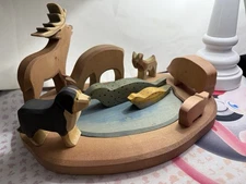 Kinderkram Ostheimer Handcrafted Wooden Toy Animals Display With Pond