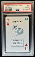 1996 Pokemon Japanese Green P/C Vaporeon 9 Of Hearts #134 PSA 10 GEM MINT