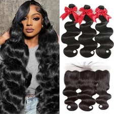 YIBUSI 12A Human Hair Bundles with Frontal 16 18 20 14 Inch Brazilian Body Wave