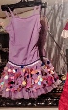 Sparkly Pink Sequin Tutu Dance Leotard Girls Size 4-6 Recital Halloween Costume