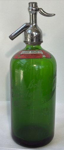 Vintage Home Bottle Works 812 Home St N.Y. Green Seltzer Soda Glass Bottle