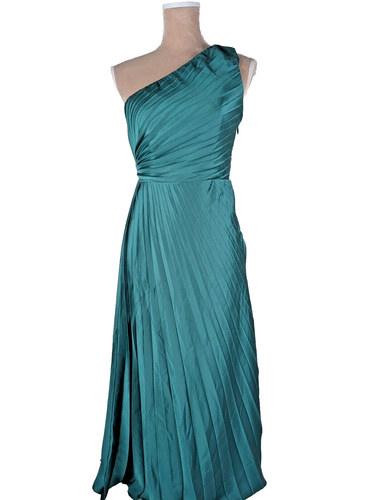 Abercrombie & Fitch Giselle Pleated One Shoulder Midi Maxi Dress Kelly Green SP - Picture 2 of 12