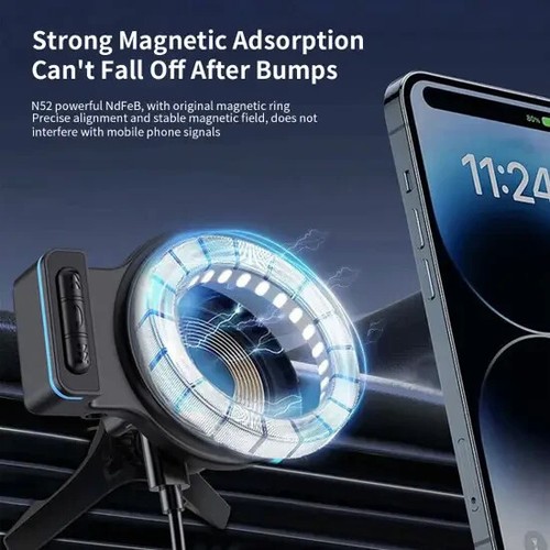 Wireless Car Charger 15W Fast Charging Phone Holder,Bluetooth Hands-Free Calling - Photo 5 sur 11
