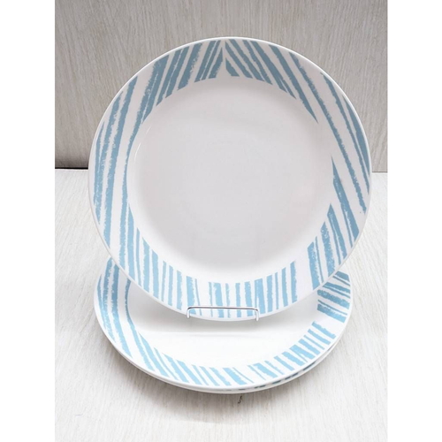 Corelle Dinner Plate Everyday Expressions Geometrica Blue White 4 Piece Set New - Picture 4 of 8