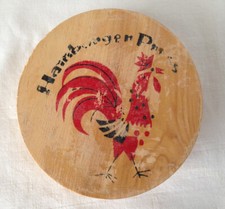 Vintage Wood Hamburger Press Hand Painted Rooster Japan - Label