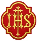 Liturgical IHS Catholic Vestment Patch (4") Iron-on Badge Jesus Christian Church