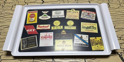 VTG Liquor Melamine Cocktail Bar Serving Tray Retro Barware Dry Sack Pernod Brut