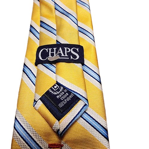 NEW Chaps Yellow Striped Tie With Blue And White Stripes One Size Clip-on - Picture 3 of 7