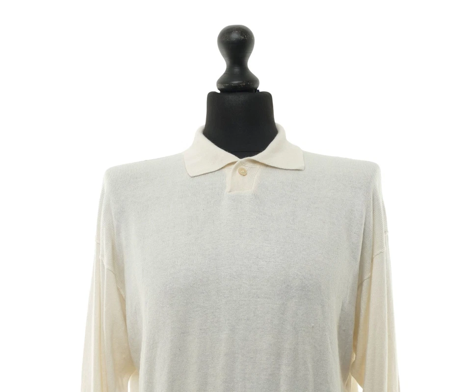 Herren Pullover Pulli 52 creme beige uni leicht Kragen Feinstrick mit Kamelhaar - Bild 2 von 4