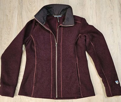 Kuhl Mountain Culture Ladies Medium Purple Woven Zip Front Jacket Fleece  Lining