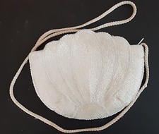 Vintage White Beaded Purse Evening Wedding Bag with Strap ADG Brand