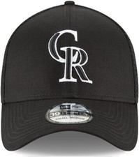 NWT Authentic Colorado Rockies MLB Neo Black White New Era 39Thirty Flex Hat Cap
