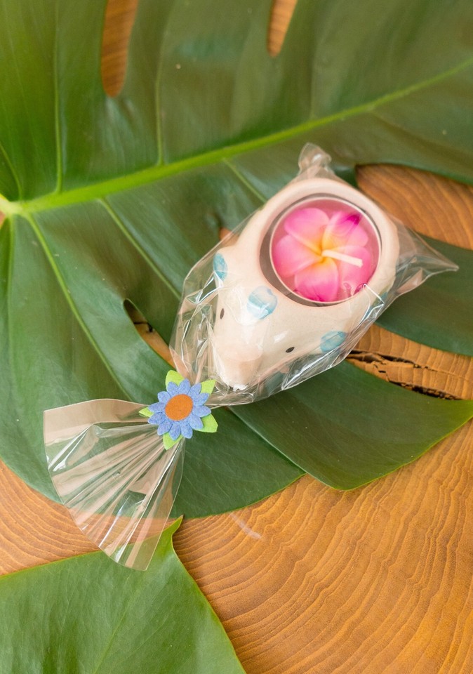 Floral Tea Light Candle, Elephant Holder, Ceramic Tea light Holder