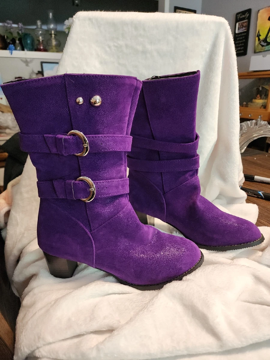 Purple mid shop calf boots
