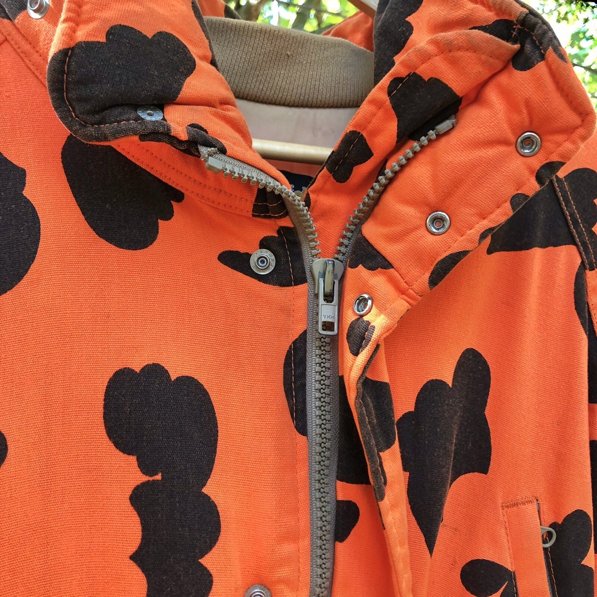 Vintage Blaze Orange Camo Hunting Coat Men L With Hood USA Vintage Blaze Orange Camo Hunting Coat Men L With Hood USA
