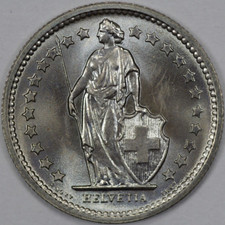 1968 B Switzerland 1/2 Franc, Uncirculated (#7)