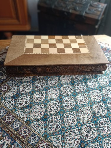 Backgammon(HANDGEFERTIGT) , Massivholz WALNUSS aus Persien(Sanandaj) 51×50×8,5cm - Bild 4 von 15