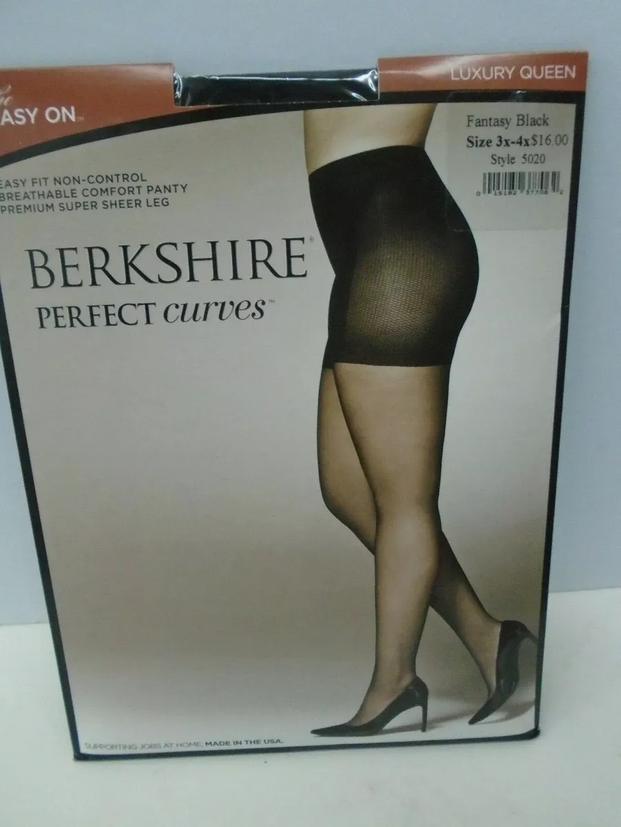 BERKSHIRE Pantyhose the easy on Perfect Curves fantasy black #5020 size  3x-4x