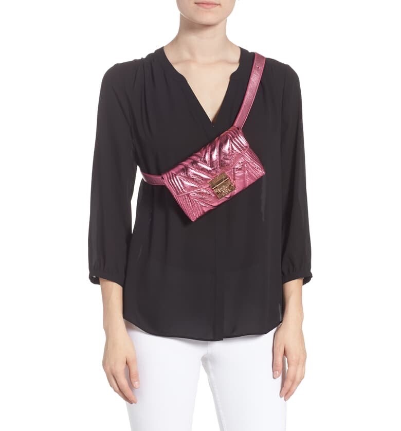 MCM Patricia Quilted Leather Crossbody Belt Bag Metal… Gem