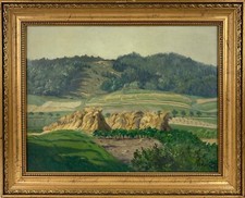 Oil Impressionist Heinrich Röhr 1871-1946 Landscape With Heuhocken Hamburg