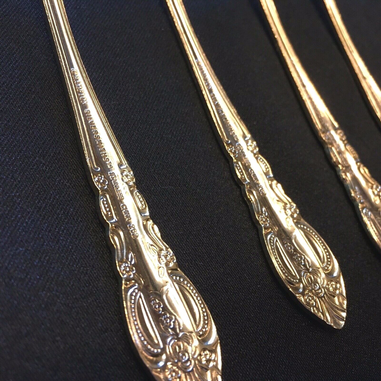 Versailles Gold Salad Forks (4) Hampton Silversmiths Electroplate Not Pierced