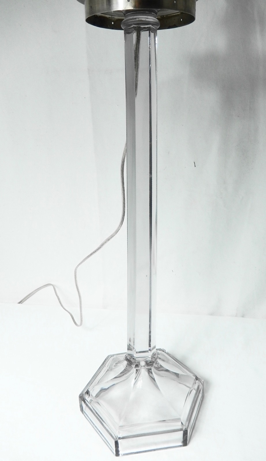 Antique - Vintage Large Pressed Glass Candlestick Lamp. 27". New French Wiring.