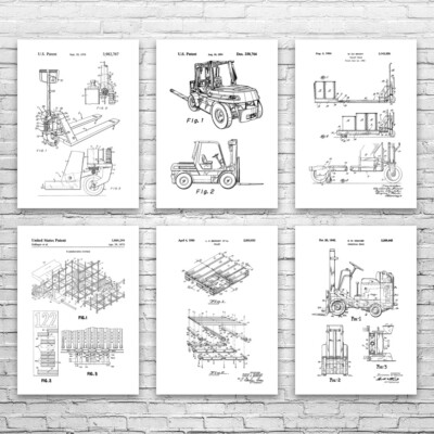 Warehouse Patent Wall Art Set of 6 Poster, Canvas or Framed Warehouse Worker
