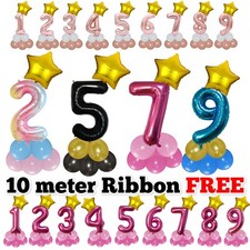 Number Balloons Crown 40'' inch Large Rainbow Balloon Princess Birthday Party UK