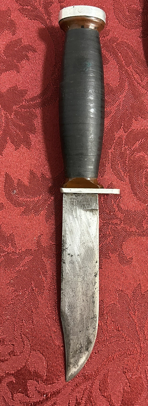 Vintage Imperial Fixed Blade Hunting Camping Knife W/ Sheath Leather