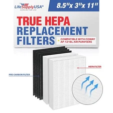 LifeSupplyUSA 2 HEPA 4 Carbon Filters Set Compatible with Coway Filter