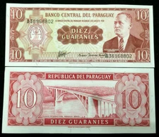 Paraguay 10 Guaranies 1952 banknote World Paper Money UNC Currency Bill